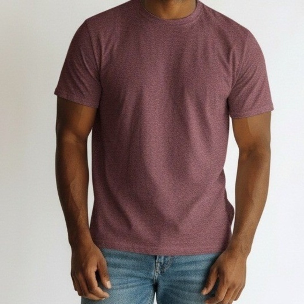 Montique T Shirt Mens XL‎ Burgundy Brown Ribbed Rayon Blend Short Sleeve